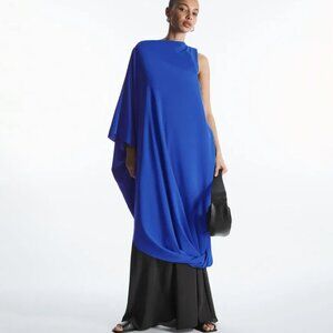 COS Draped Asymmetric Dress Cobalt US 8